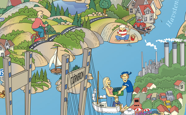 Tjörnbron (östra pylonen) och stenungsund. Detaljutsnitt från BÄSTKUSTEN-postern